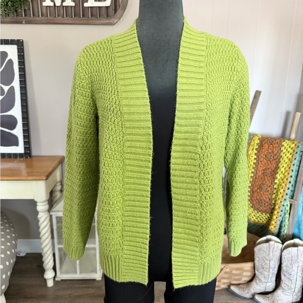 Additions by Chico’s • Apple Green Open Knit Cardigan Sweater